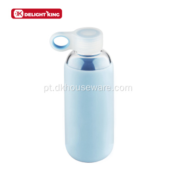 Garrafa de água de vidro com capa de silicone reutilizável